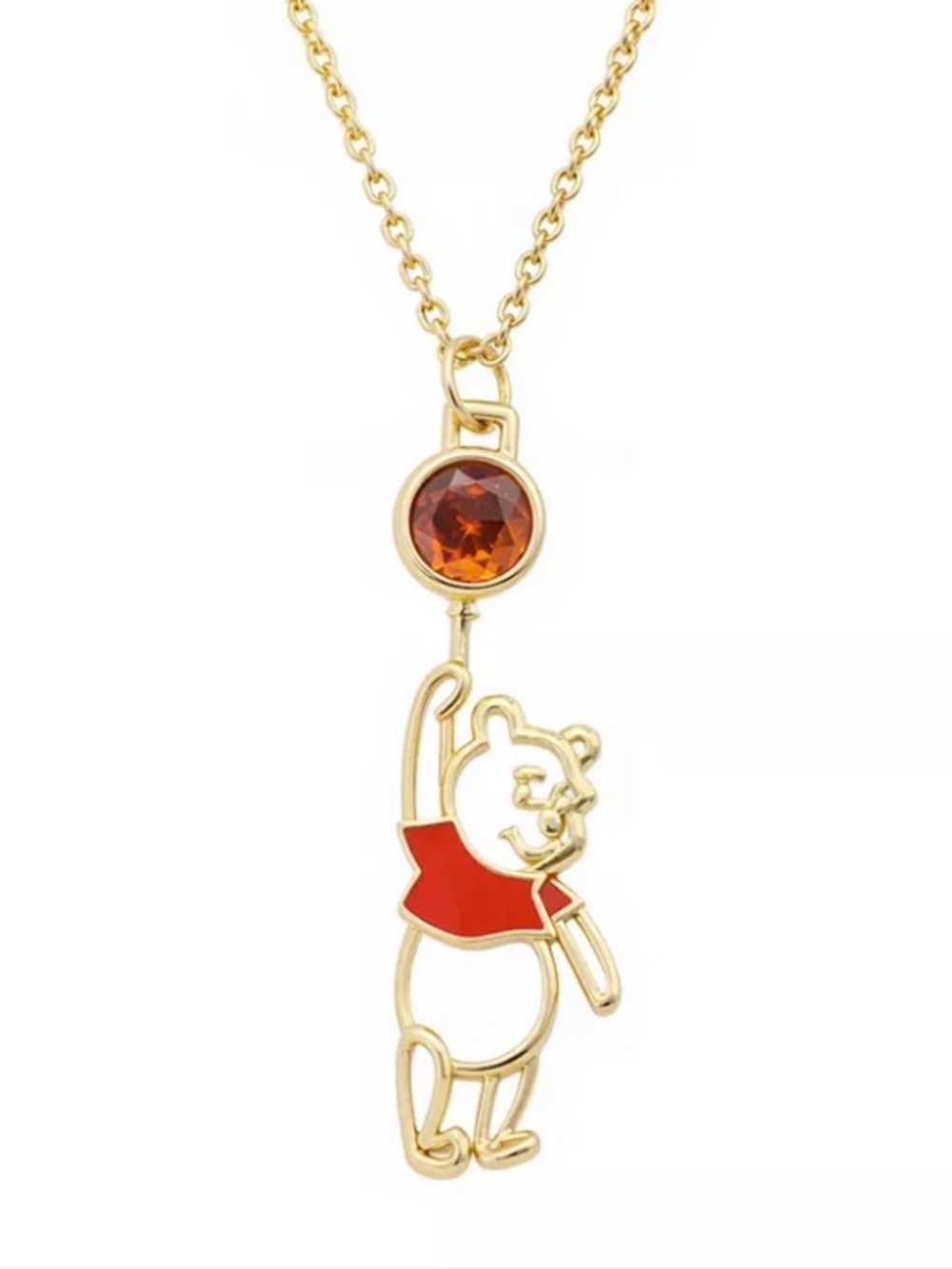 Disney Jewelry | Winnie the Pooh Gold-Plated Crystal Balloon Pendant Necklace
